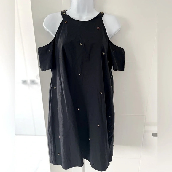 Zara Trafaluc/ Poplin embellished midi dress/ Cold shoulder/ Size US M - Picture 3 of 13